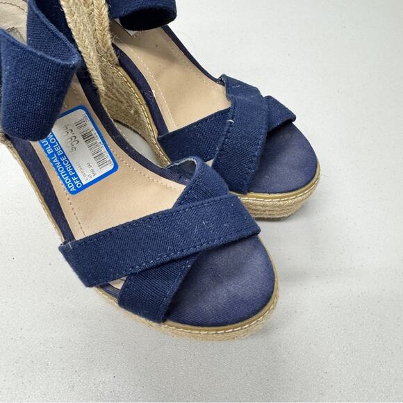 Steve Madden Blue Chambray Espadrille Wedge Sandals Women’s 8.5 Beachy Casual - Picture 3 of 9
